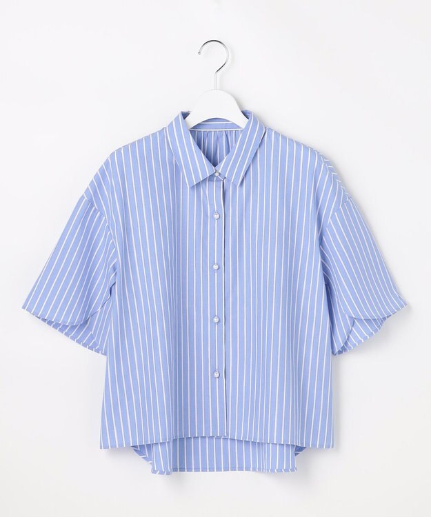 ANY SIS S ペタルスリーブ シャツ ブルーストライプ