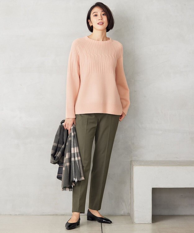 自由区 【撥水加工・洗える】TRギャバ裏起毛テーパード パンツ ダークカーキ