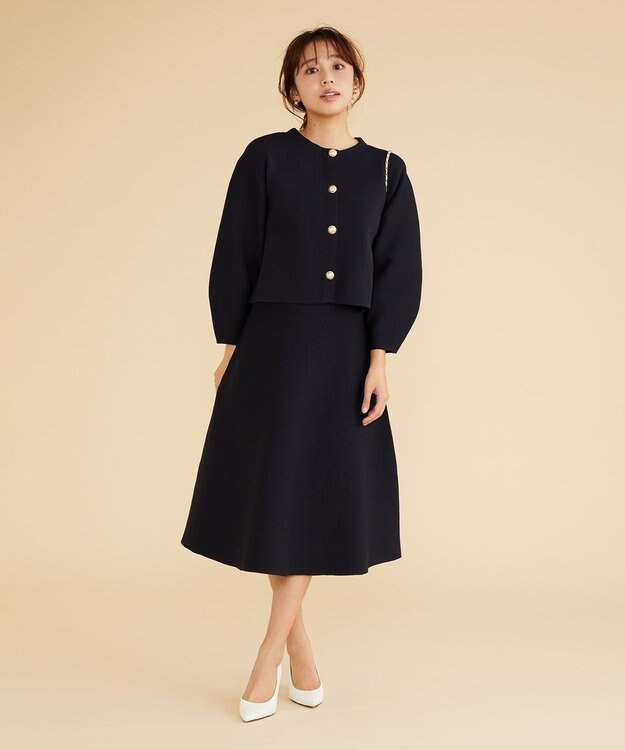 Feroux 【セットアイテム】パフスリーブニット セットアップ ネイビー系