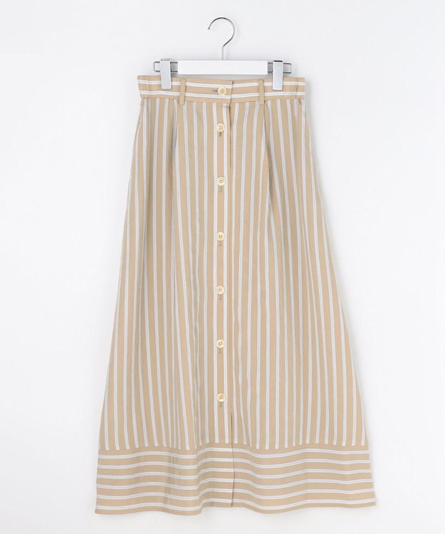 自由区 【SHIHOさん着用】ビスコースナイロンドビーストライプ スカート ベージュ系