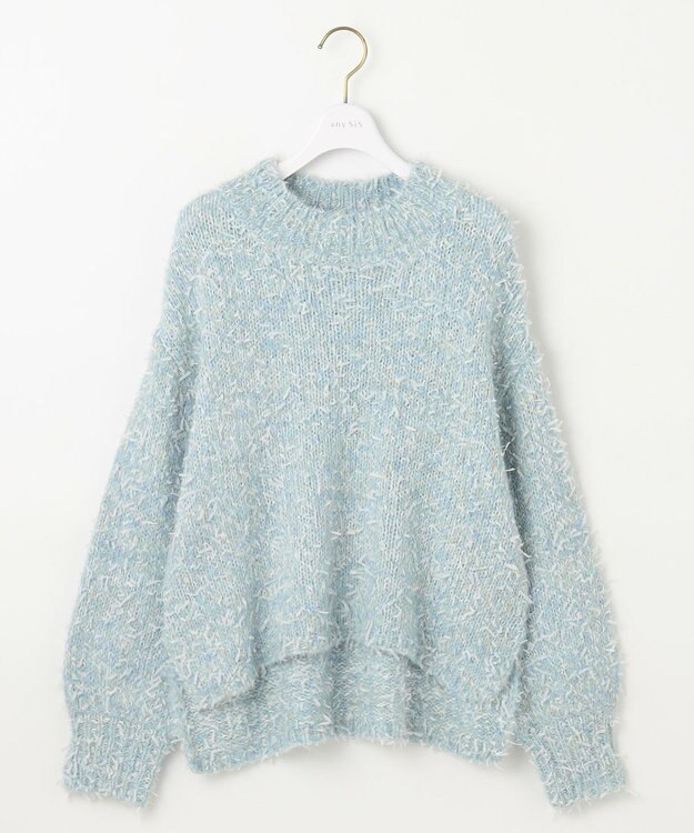 ANY SIS 【洗える】リボンヤーンミックス ニット ライトブルー