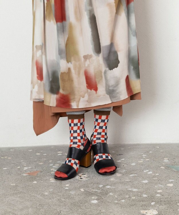 TRICOTE チェックラメソックス 82BEIGE