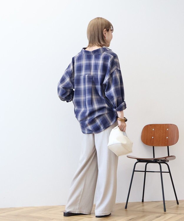 AMERICAN HOLIC イージーケアチェックシャツ【360°着こなしシャツ】 Blue