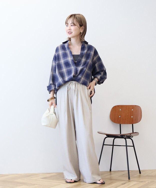 AMERICAN HOLIC イージーケアチェックシャツ【360°着こなしシャツ】 Blue