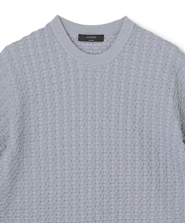 JOSEPH HOMME ドライコットンリンクス　半袖クルーネックニット スカイブルー系