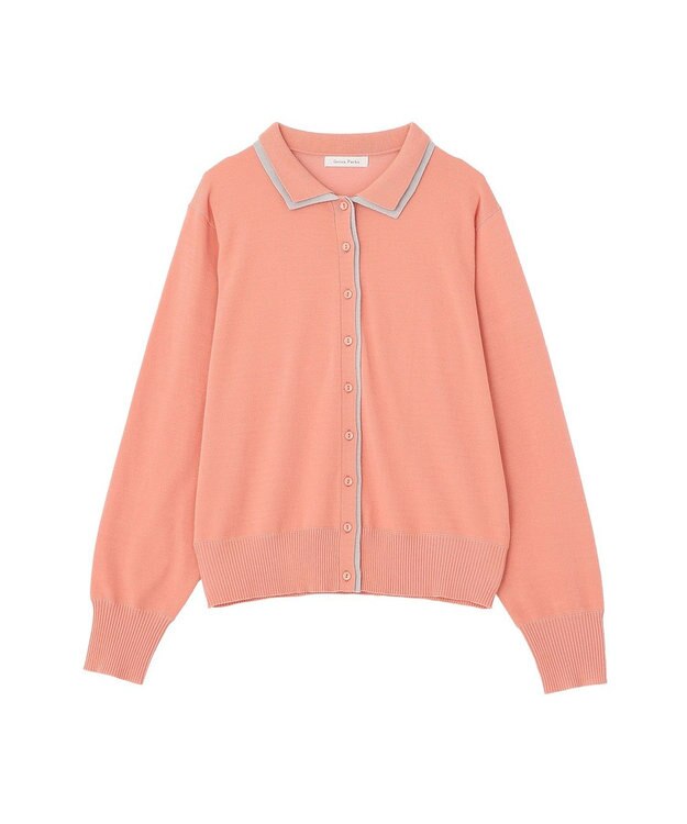 Green Parks ここちニット衿付き配色プルオーバー Pink