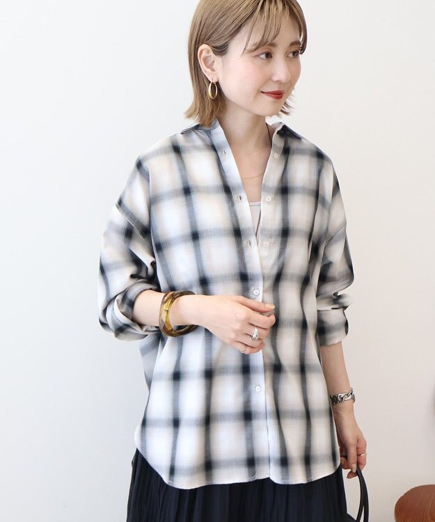 AMERICAN HOLIC イージーケアチェックシャツ【360°着こなしシャツ】 Ivory