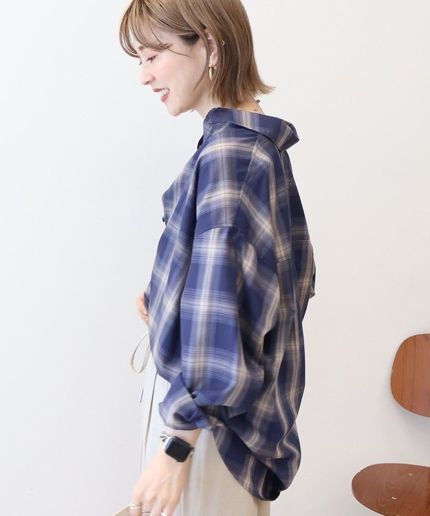 AMERICAN HOLIC イージーケアチェックシャツ【360°着こなしシャツ】 Blue