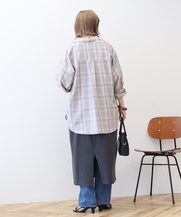 AMERICAN HOLIC イージーケアチェックシャツ【360°着こなしシャツ】 Light Gray