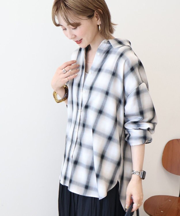 AMERICAN HOLIC イージーケアチェックシャツ【360°着こなしシャツ】 Ivory