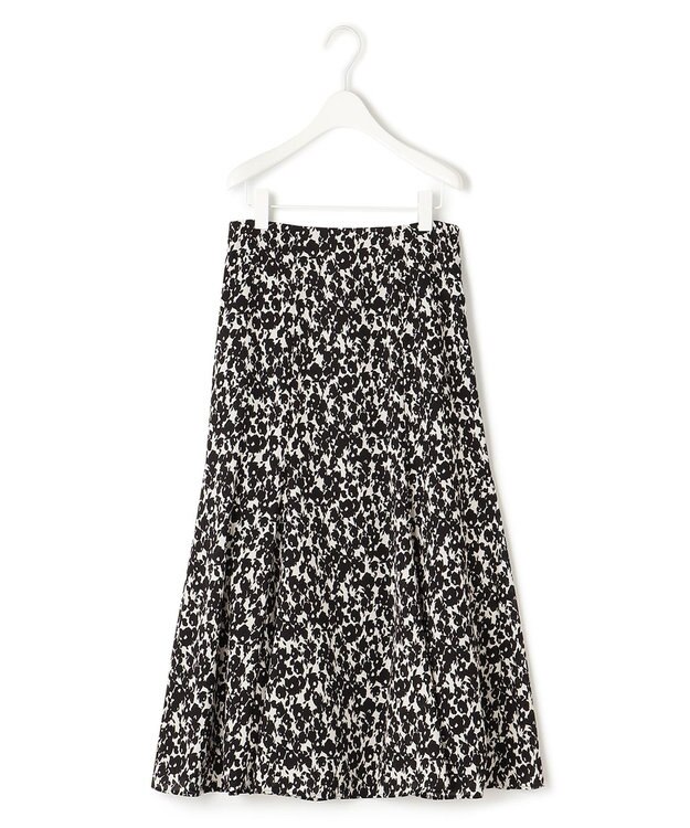 ICB 【洗える】シルエットフラワープリント マーメイドスカート ブラックベース柄