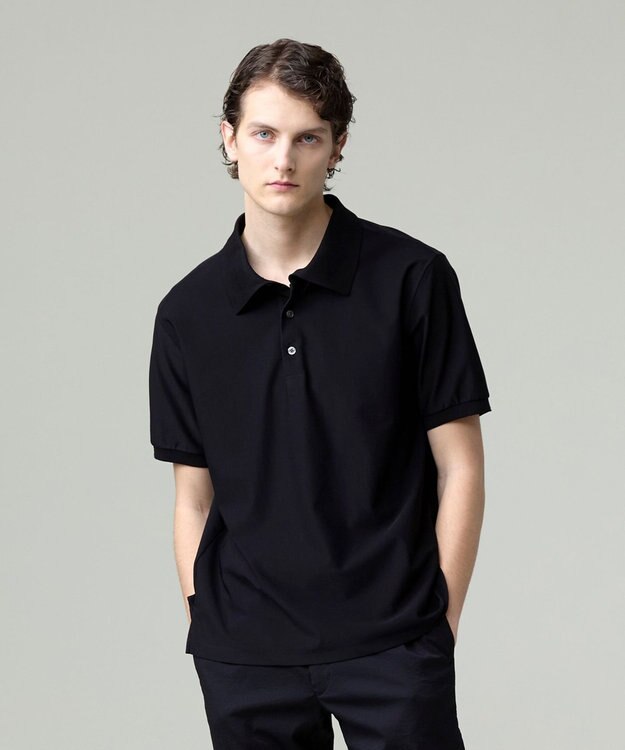 J.PRESS MEN 夏のアクティブシーンを驚くほど自由に！【接触冷感 / UVカット / ストレッチ / 防シワ / 洗える】【MECHANICAL】アクティブ ポロシャツ ブラック系