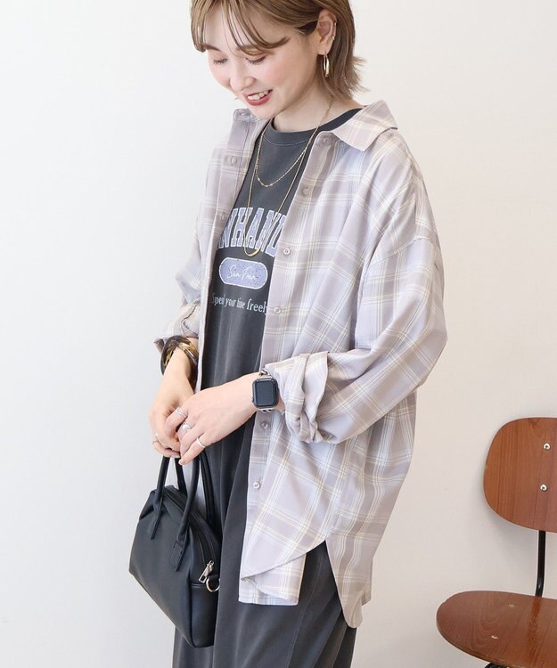AMERICAN HOLIC イージーケアチェックシャツ【360°着こなしシャツ】 Light Gray