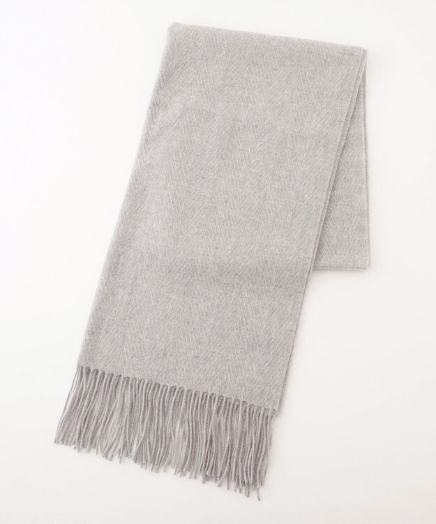 J.PRESS LADIES カシミヤ リバーシブル ヘリンボーン ストール ライトグレー系