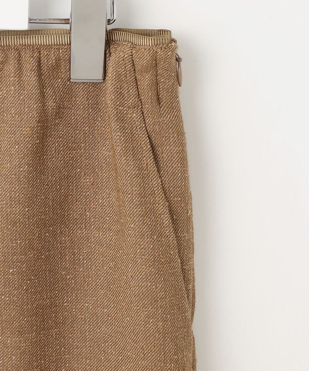 自由区 L シルクネップツイード スカート ダークキャメル