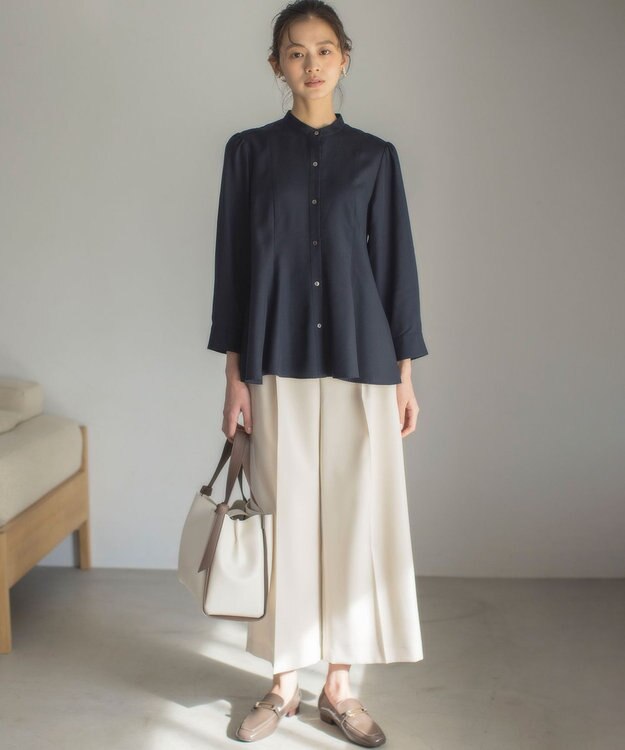 組曲 L 【ストレッチ・イージーケア】オシャクロス ガウチョパンツ アイボリー系