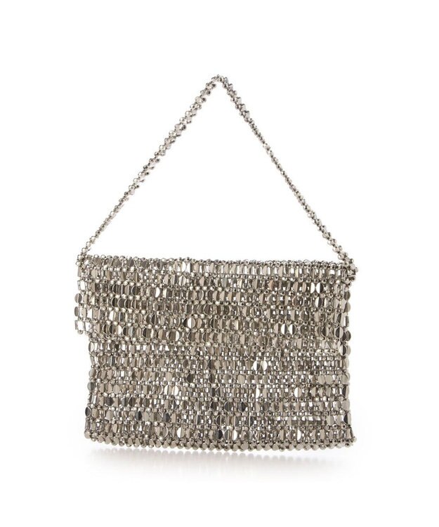 UNBILLION カシュカシュ cachecache / メタルビーズフラップ付きハンドバッグ シルバー