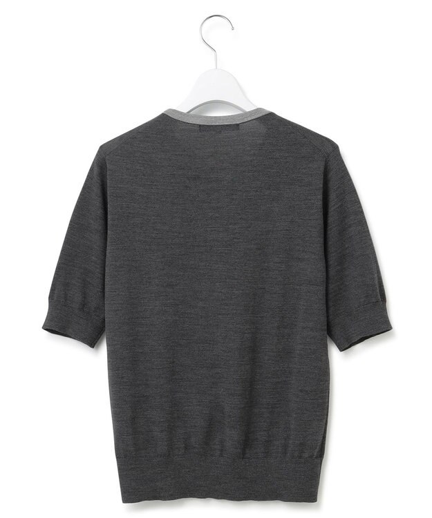 23区 S 【洗える】サステナブルウール 半袖 ニット グレー系1