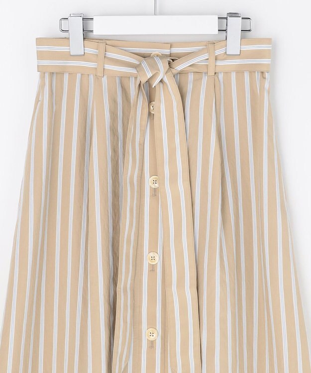 自由区 【SHIHOさん着用】ビスコースナイロンドビーストライプ スカート ベージュ系