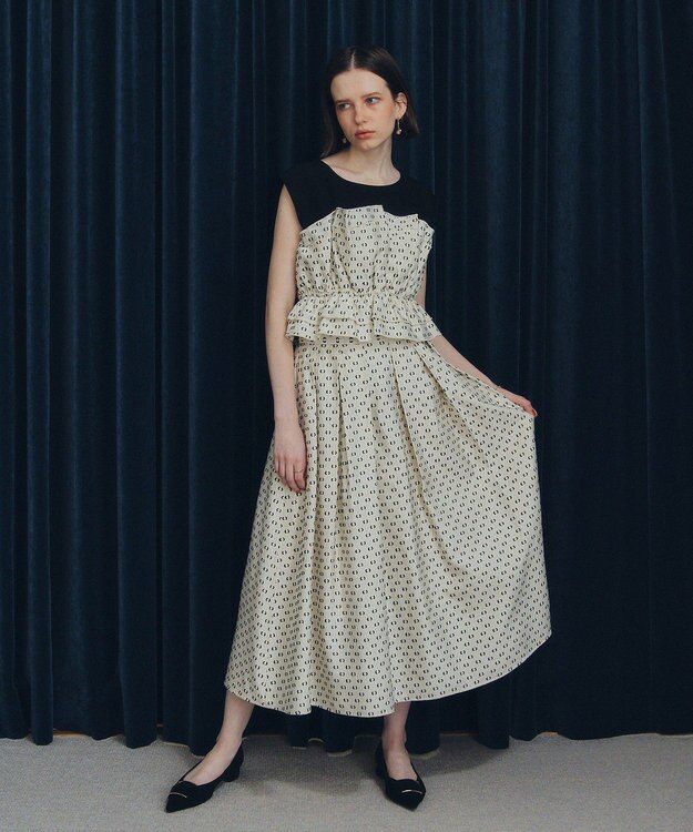 YECCA VECCA タックフレアスカート Dot