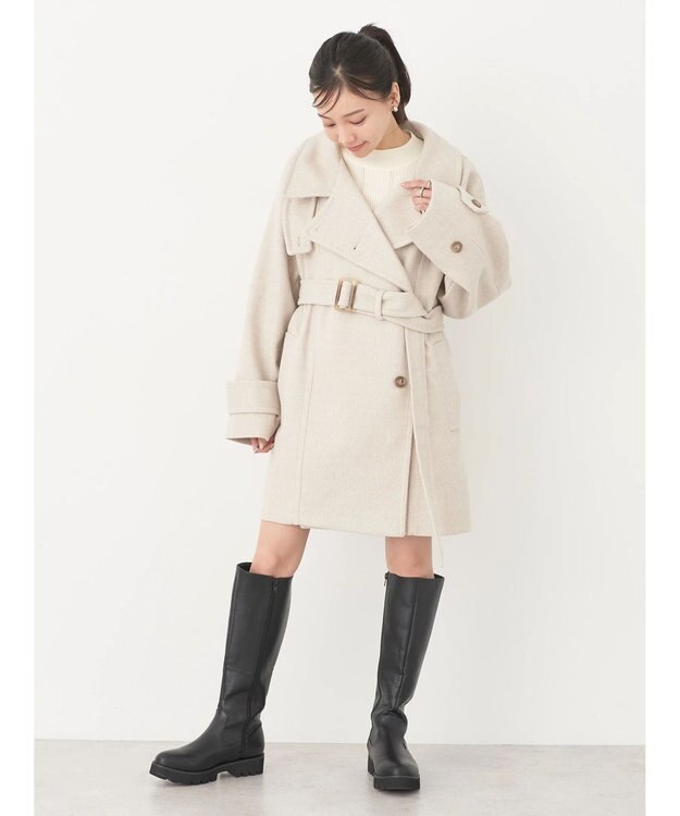 earth music&ecology ２ｗａｙカラーミドル丈コート Light Beige