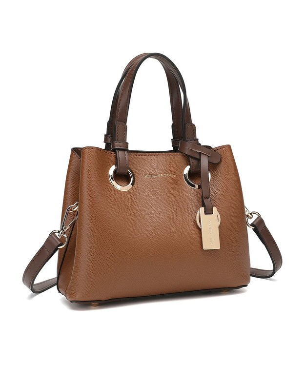 style code 【MERCURYDUO/マーキュリーデュオ】メタルアイレット　ミニショルダーバッグ、ハンドバッグ キャメル