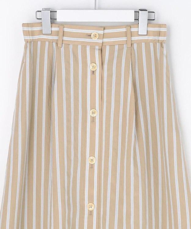 自由区 【SHIHOさん着用】ビスコースナイロンドビーストライプ スカート ベージュ系