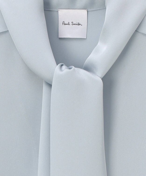 Paul Smith サテン ボウタイ ブラウス ライトブルー