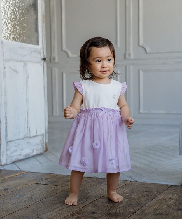 組曲 KIDS 【80~100㎝】ベビーフラワー ドレス ラベンダー系