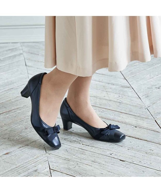 Riz raffinee <Riz raffinee>【3E】グログランリボンパンプス ネイビービー