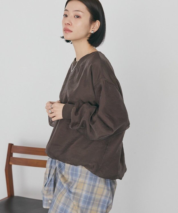 AMERICAN HOLIC オーガンジーレイヤードスウェットプルオーバー Brown