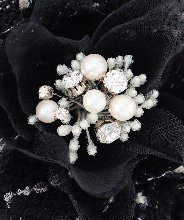 自由区 ツイードコサージュ ブラック系