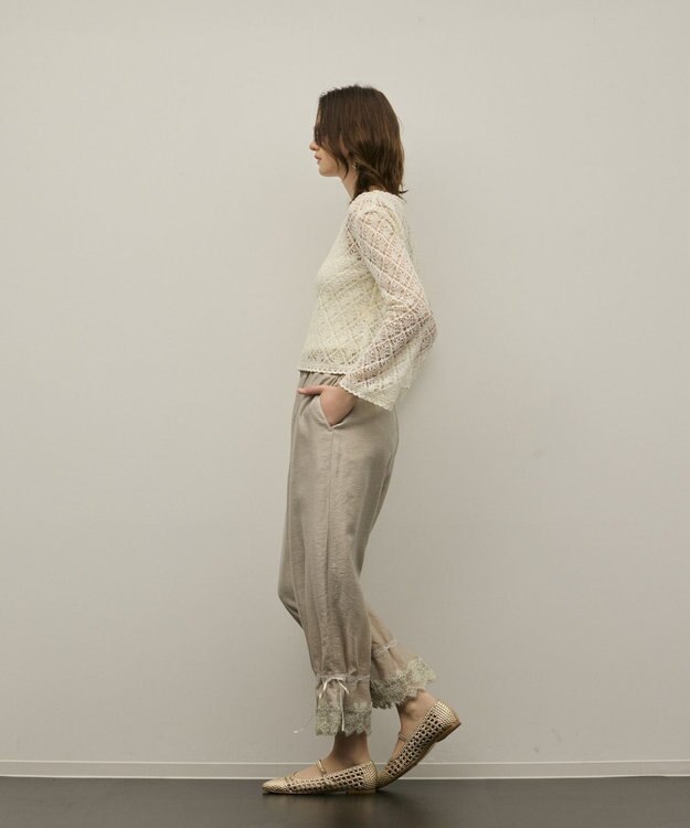 GRACE CONTINENTAL ドロストクロップドパンツ カーキ