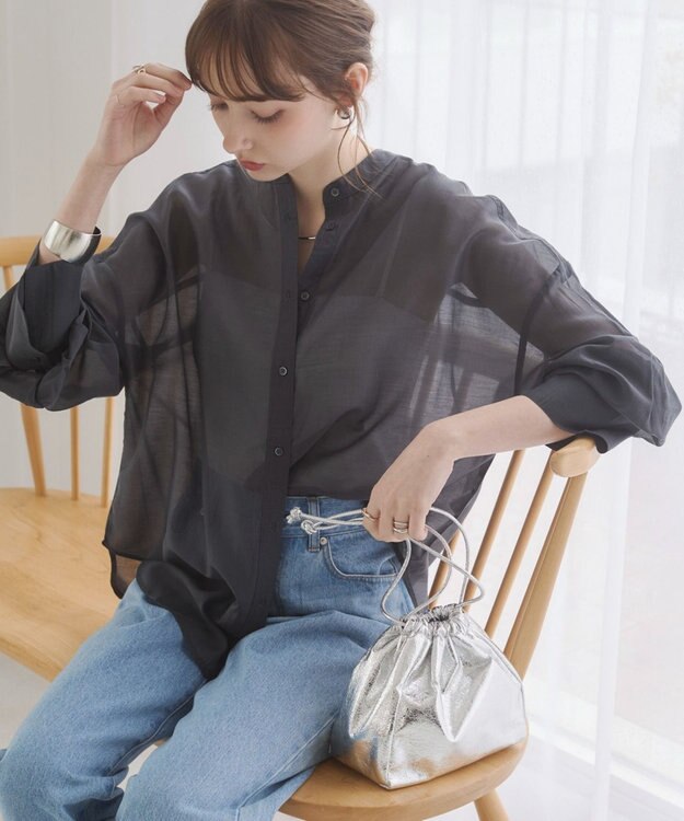 WEGO 【ANGIE VINTAGE】シアーシャツ ブラック