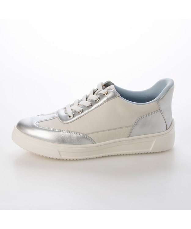 ing <ing>ハンズフリーレースアップスニーカー シルバーコンビ