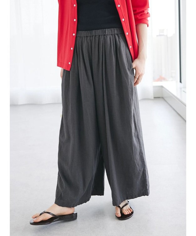 CRAFT STANDARD BOUTIQUE 【キナリノ別注】リネンレーヨンワイドパンツ Charcoal Gray