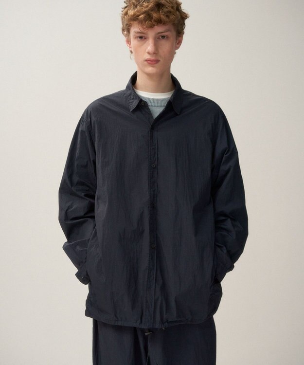 ATON HAND DYED NYLON | シャツ ジャケット ‐UNISEX NAVY