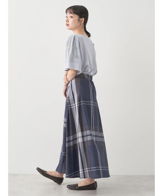 earth music&ecology ＢＩＧチェックフレアスカート Navy
