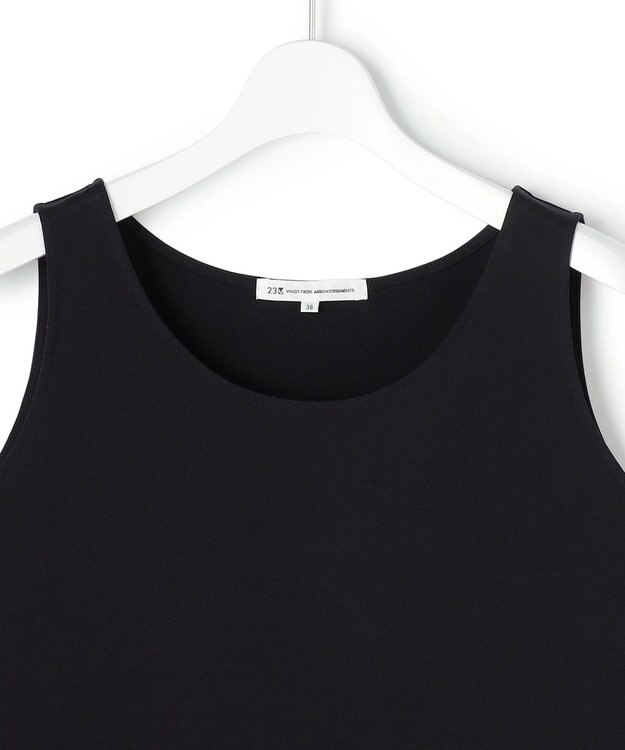 23区 【先行予約】ナチュラルコットンベア シアーペプラム タンクトップ ブラック系