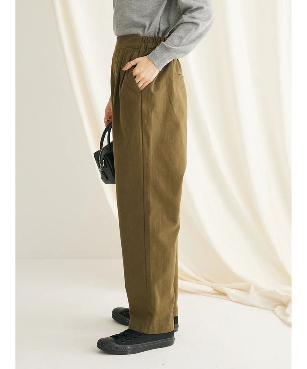 CRAFT STANDARD BOUTIQUE 綿ピーチ綺麗シルエットパンツ Khaki