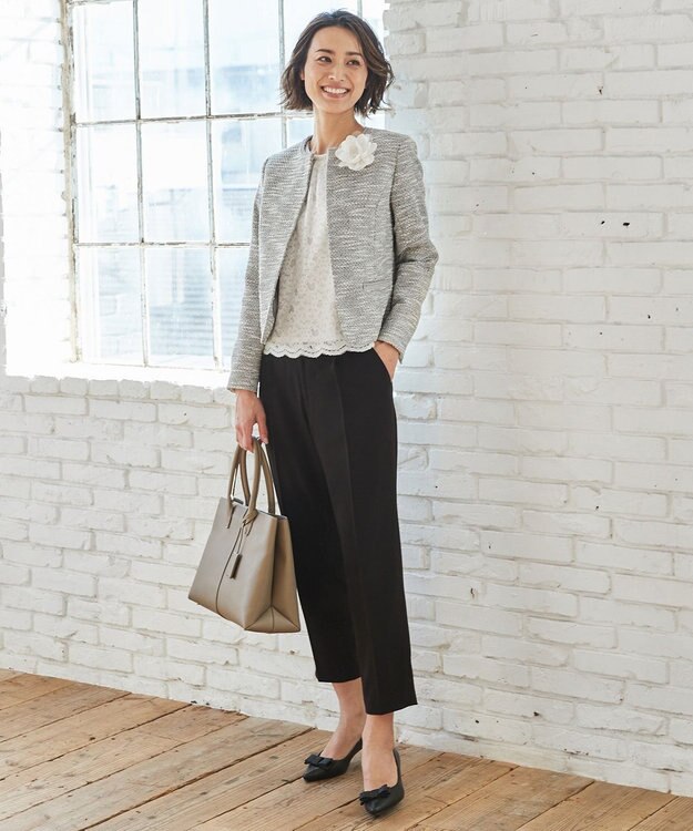 ANY MIXスラブツイード ジャケット アイボリー系