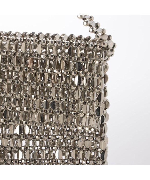 UNBILLION カシュカシュ cachecache / メタルビーズフラップ付きハンドバッグ シルバー