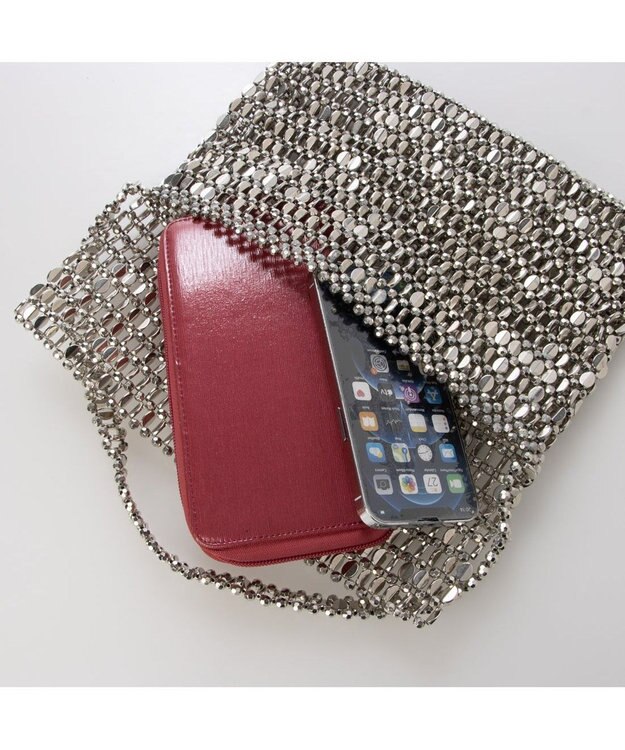 UNBILLION カシュカシュ cachecache / メタルビーズフラップ付きハンドバッグ シルバー