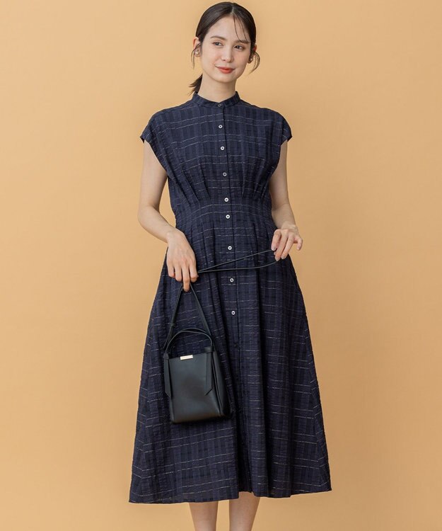 組曲 S ラメシアーチェック ワンピース ネイビー系3