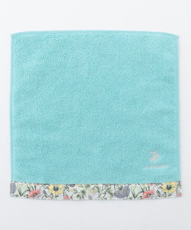 J.PRESS LADIES 【LIBERTY】【エステネージュ】 タオルハンカチ エメラルド×Liberty系