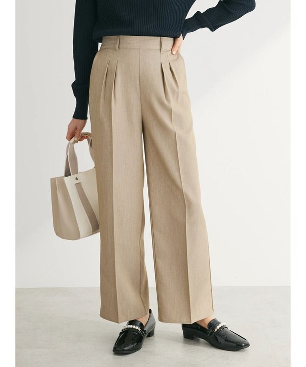 Green Parks パイピングサイドラインワイドパンツ Beige