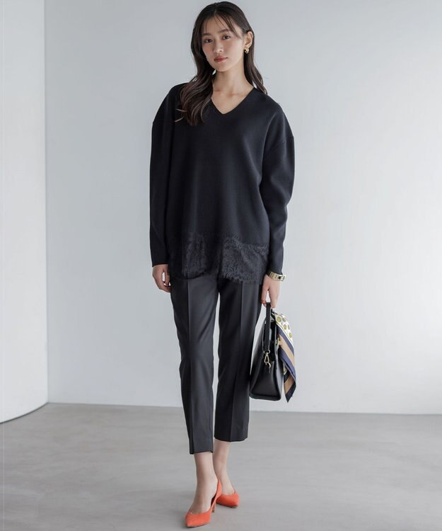 組曲 S レースモチーフニットプルオーバー ブラック系