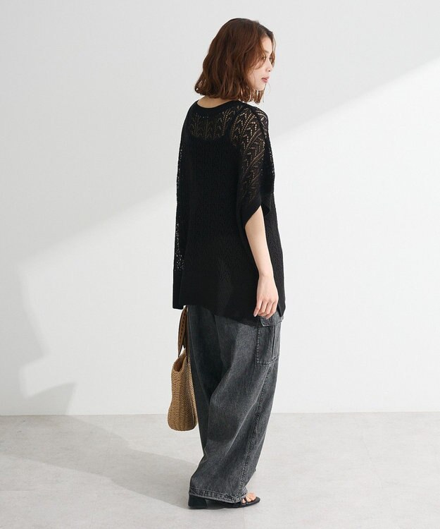 Green Parks 透かし編みニットチュニック Black