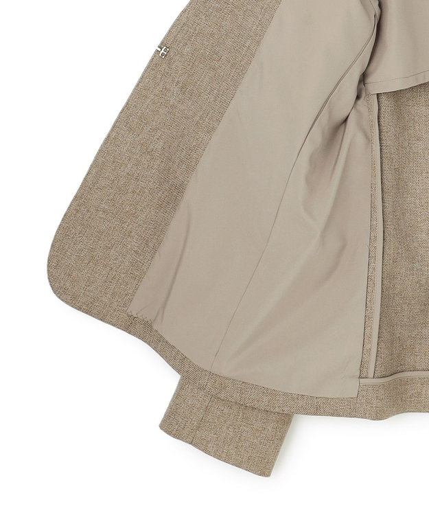 23区 【洗える】ウールライクカルゼ ノーカラー ジャケット ブラウン系