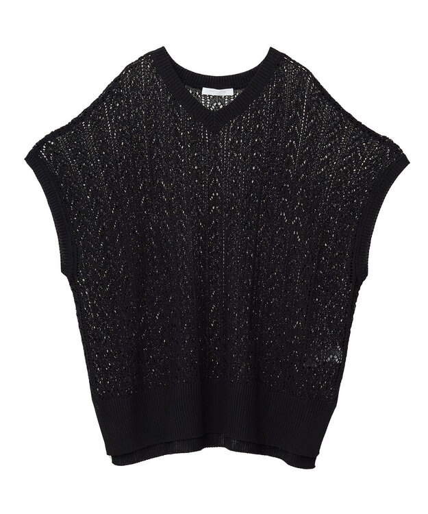 Green Parks 透かし編みニットチュニック Black